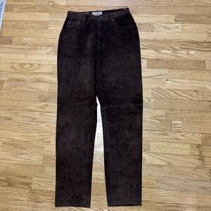 Vintage Fruit Of Nimes EXP Express 100% Leather LINED Pants Womens  7/8 BROWN